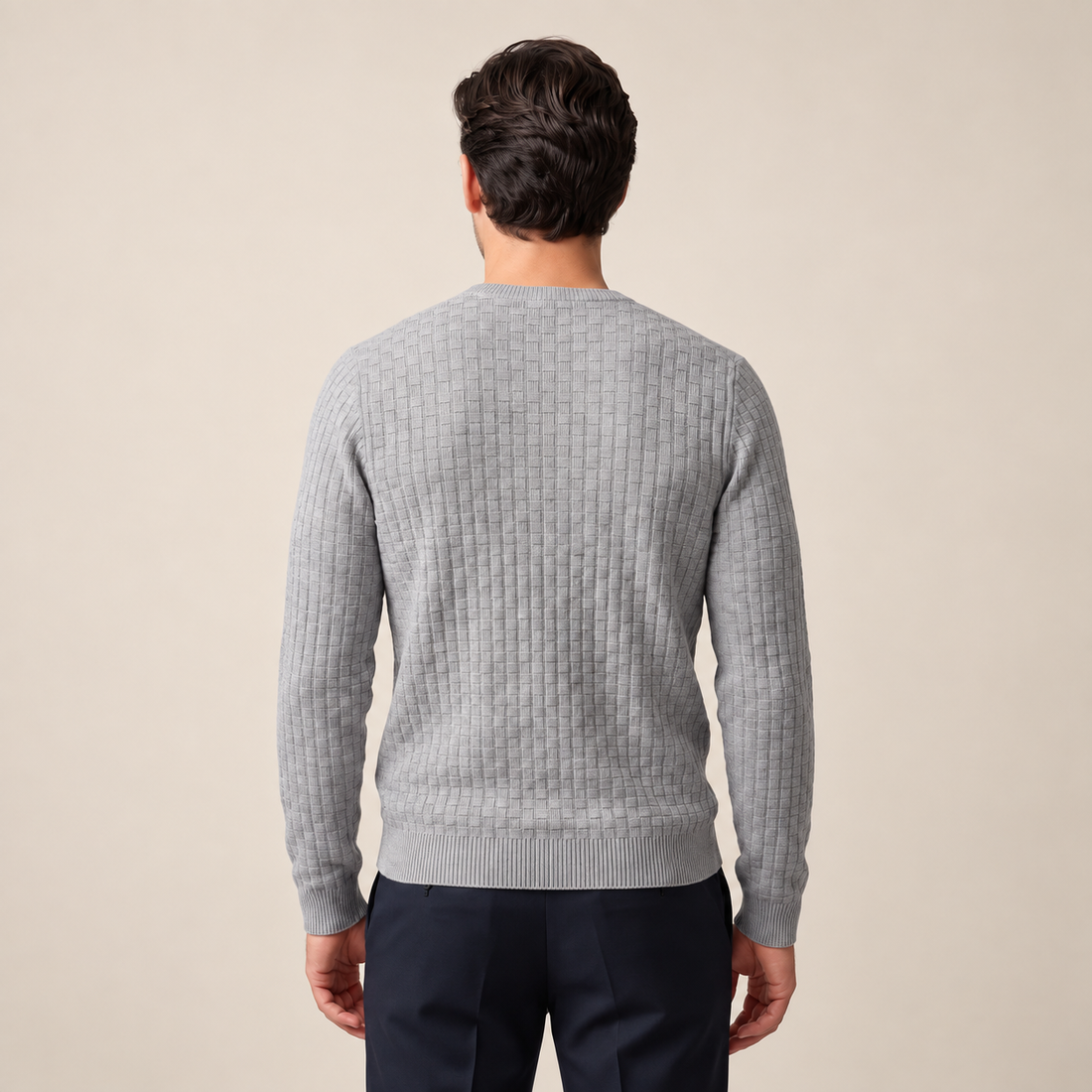 Men's Basketweave Knit Crew Sweater