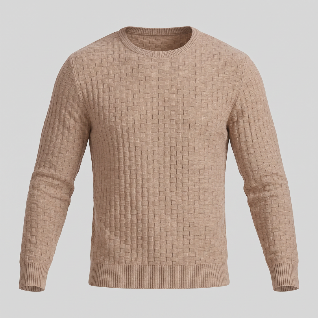Men's Basketweave Knit Crew Sweater
