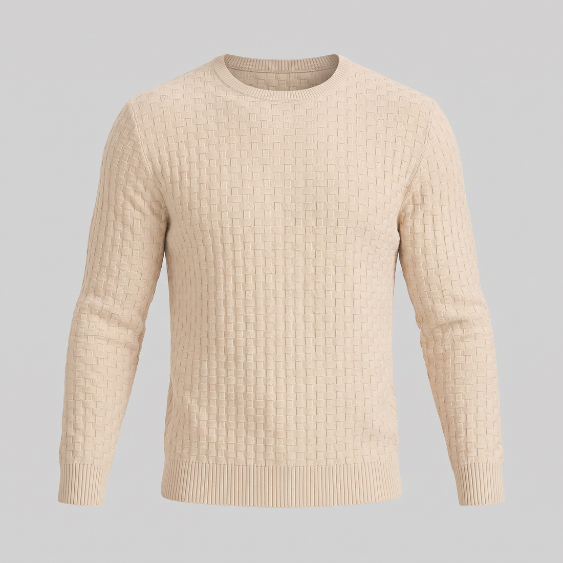 Men's Basketweave Knit Crew Sweater
