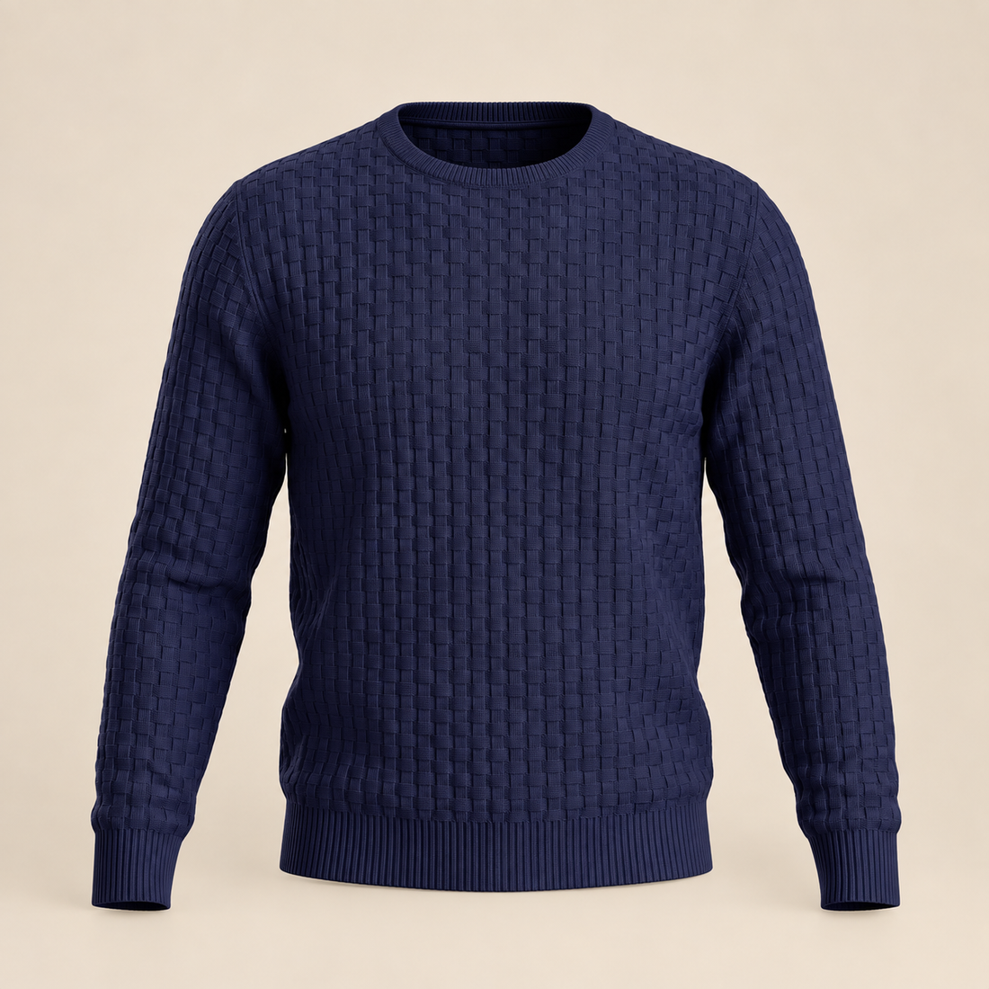 Men's Basketweave Knit Crew Sweater
