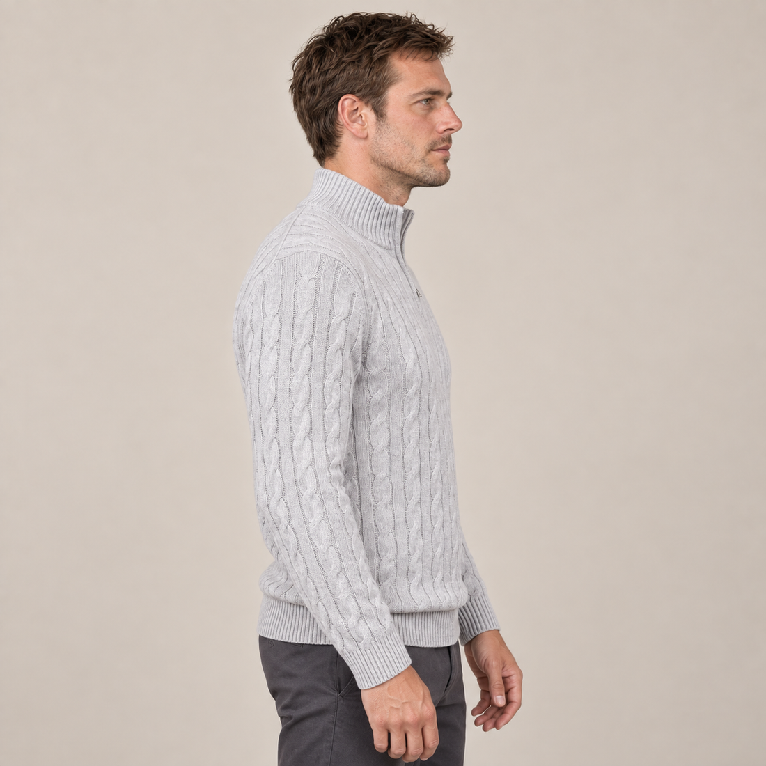 Men's Cable Knit Half-Zip Sweater