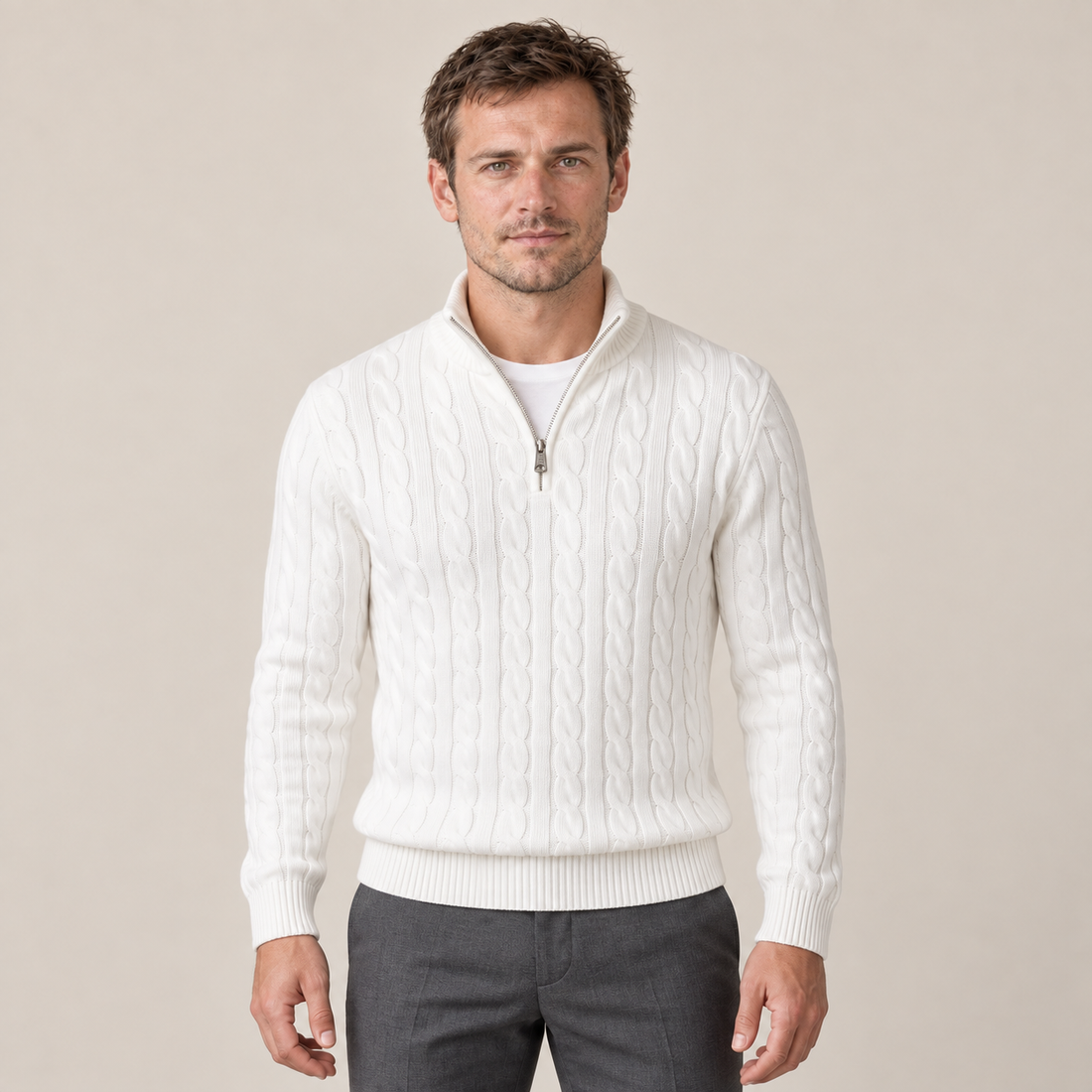 Men's Cable Knit Half-Zip Sweater