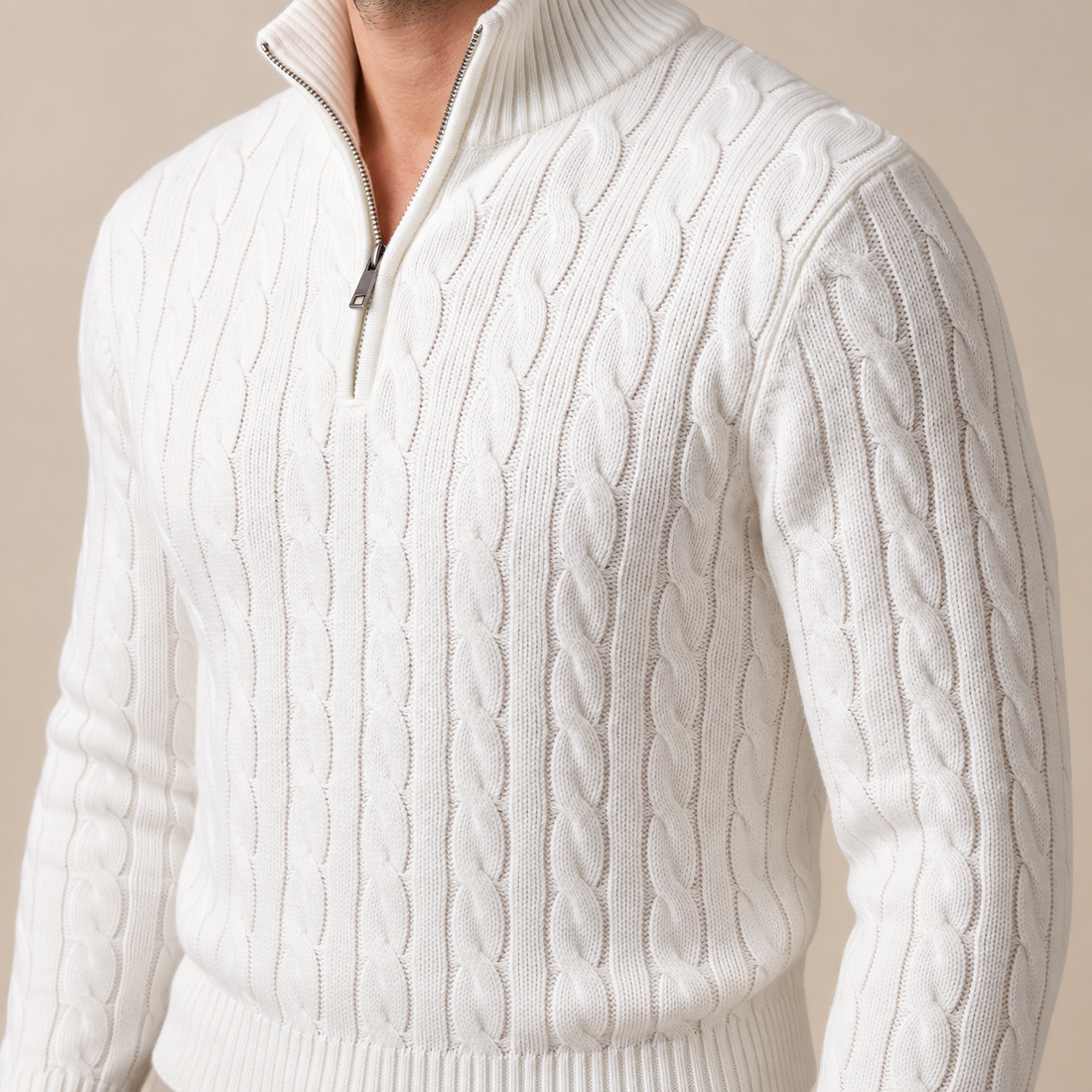 Men's Cable Knit Half-Zip Sweater