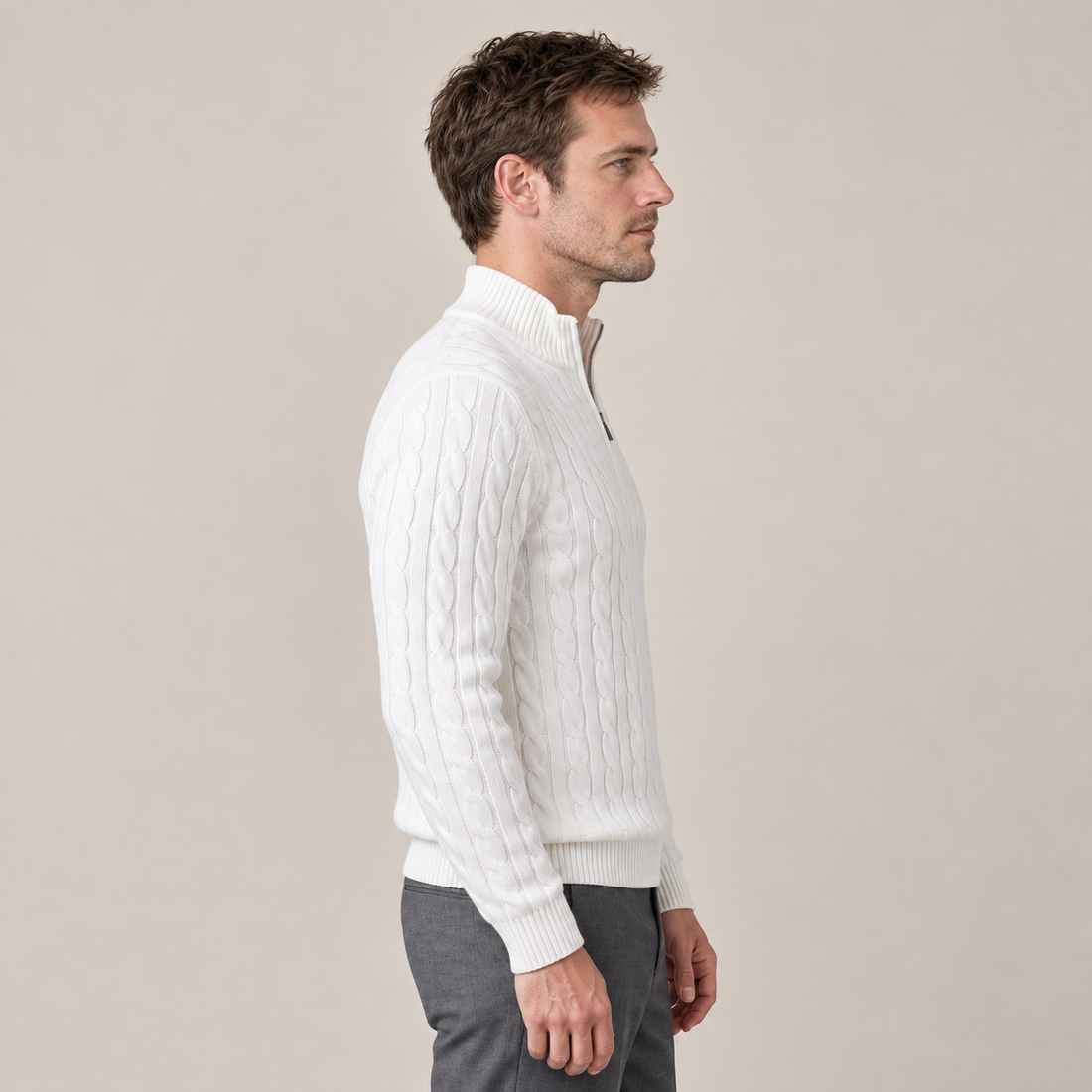 Men's Cable Knit Half-Zip Sweater