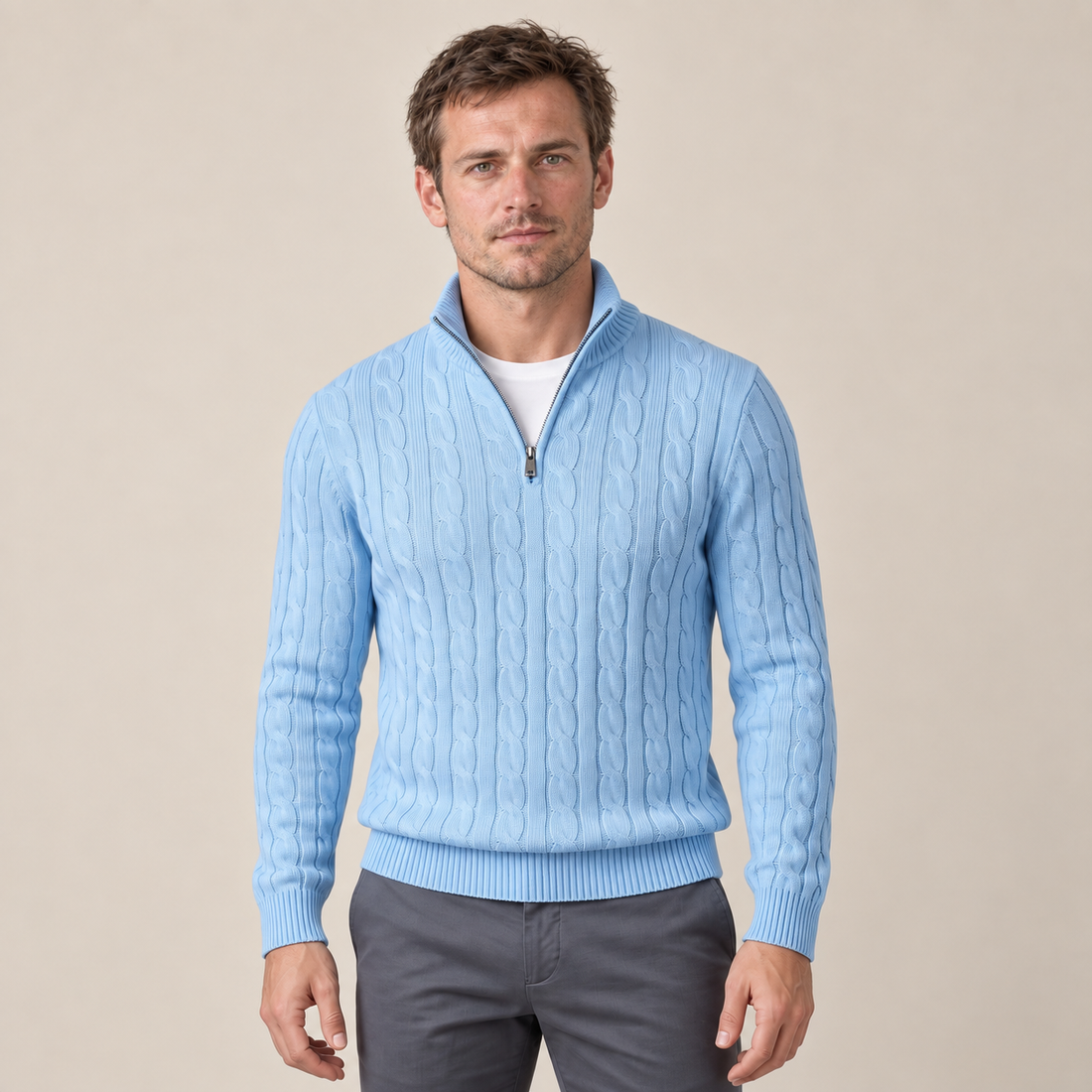 Men's Cable Knit Half-Zip Sweater
