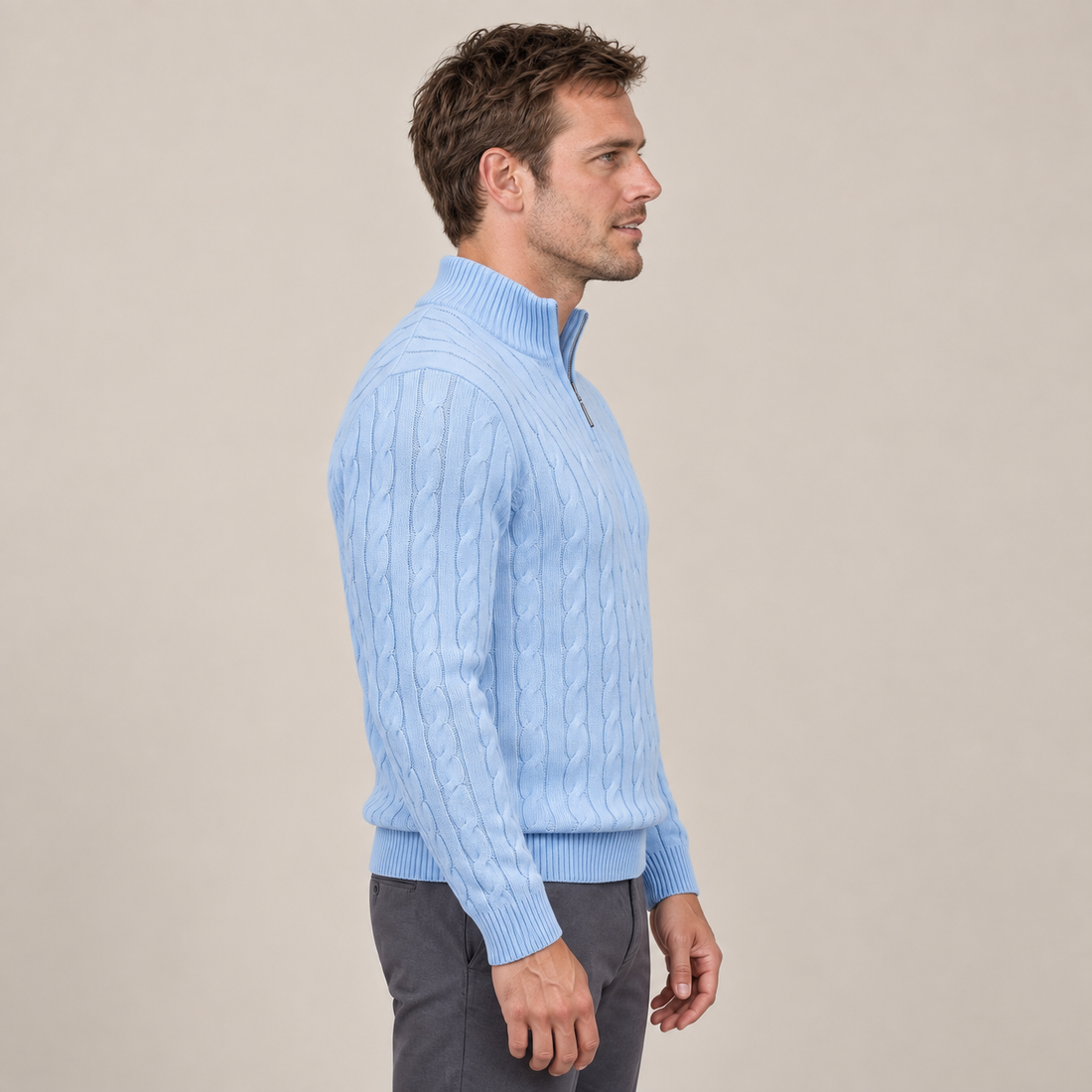 Men's Cable Knit Half-Zip Sweater