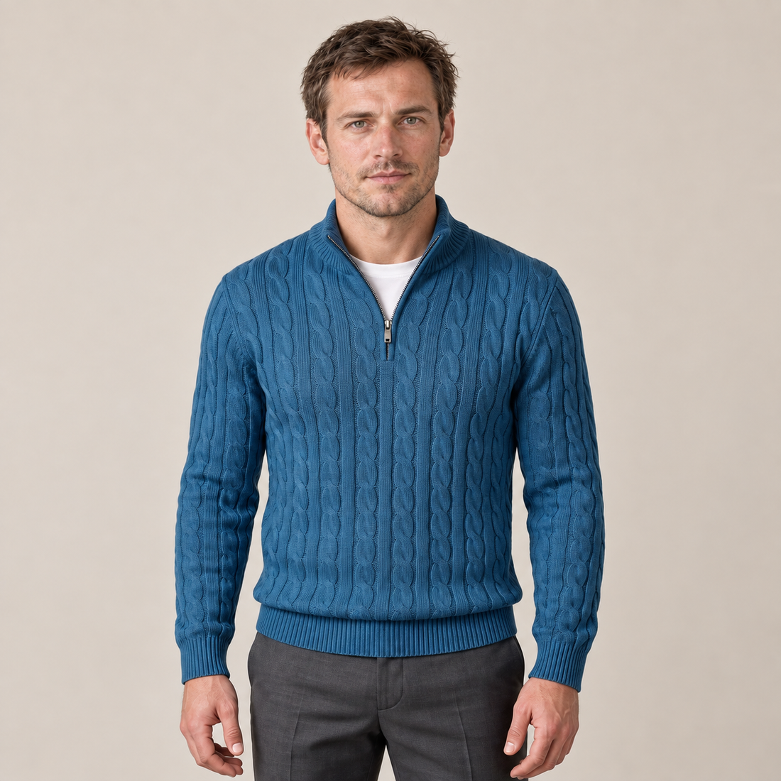 Men's Cable Knit Half-Zip Sweater