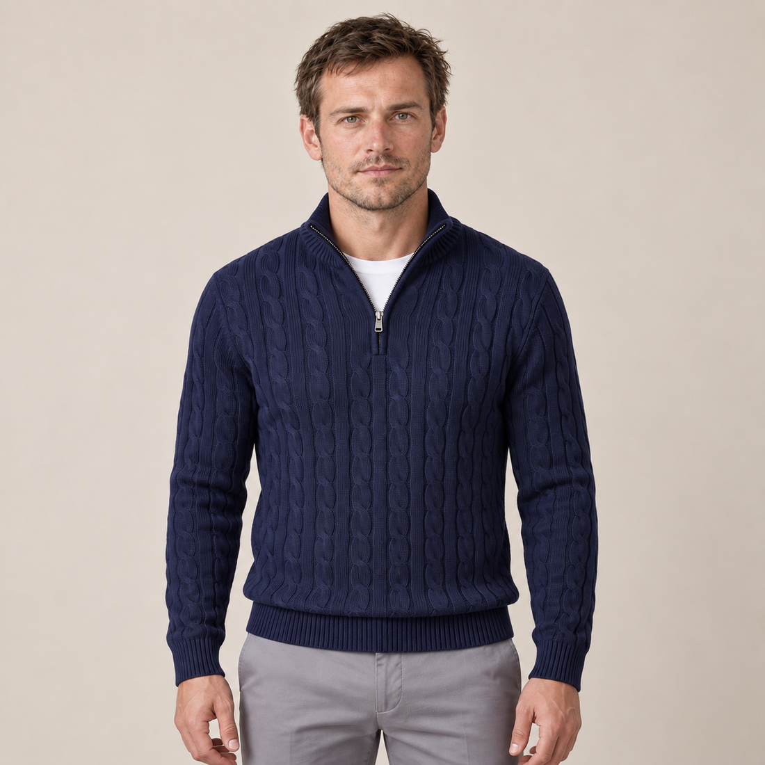 Men's Cable Knit Half-Zip Sweater