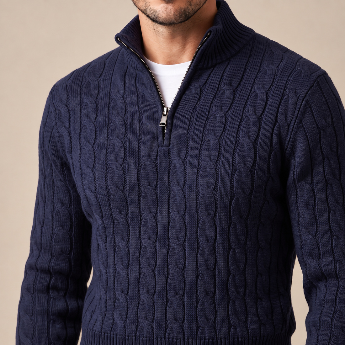 Men's Cable Knit Half-Zip Sweater