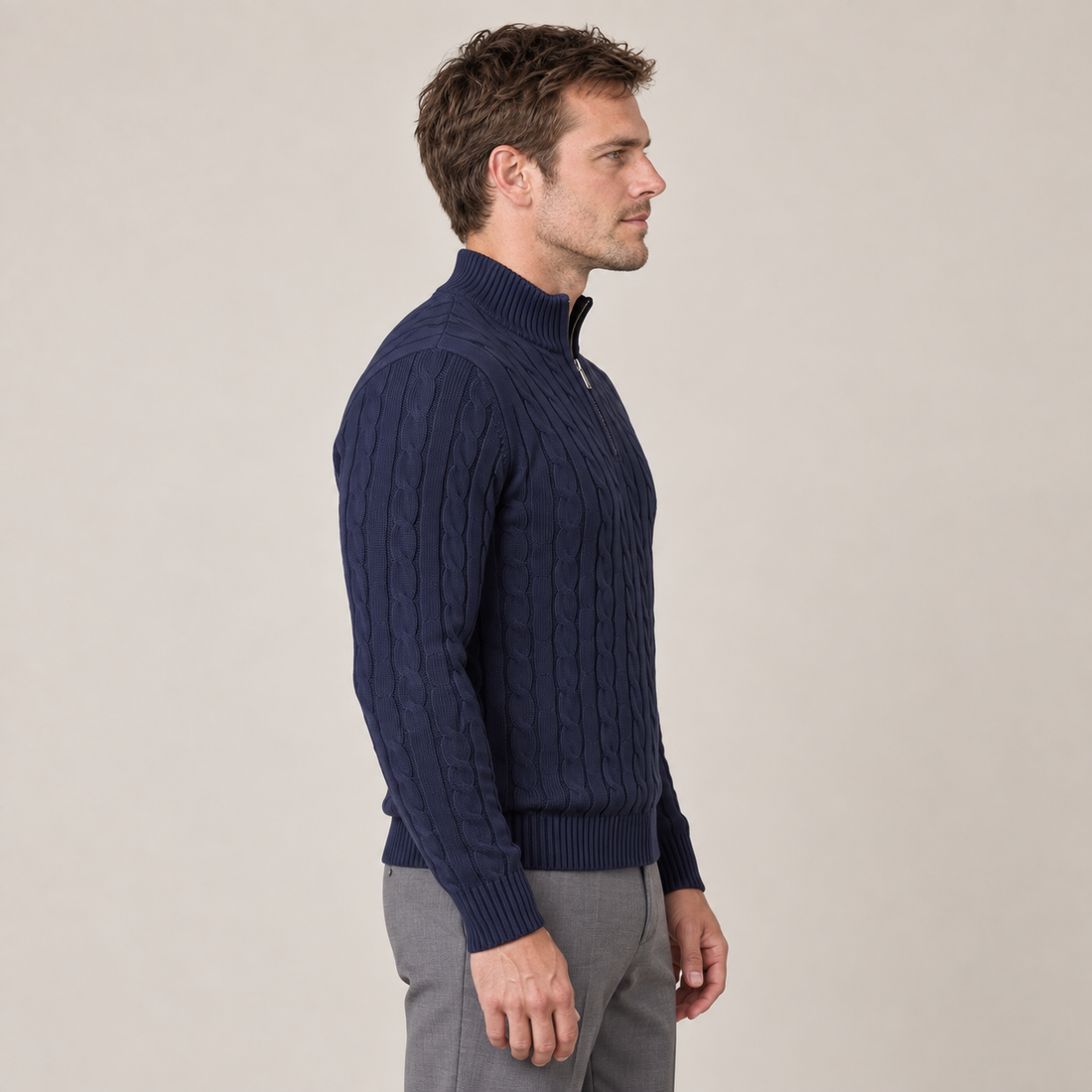 Men's Cable Knit Half-Zip Sweater