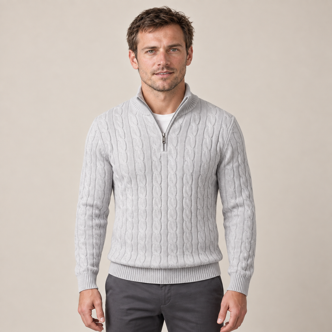 Men's Cable Knit Half-Zip Sweater