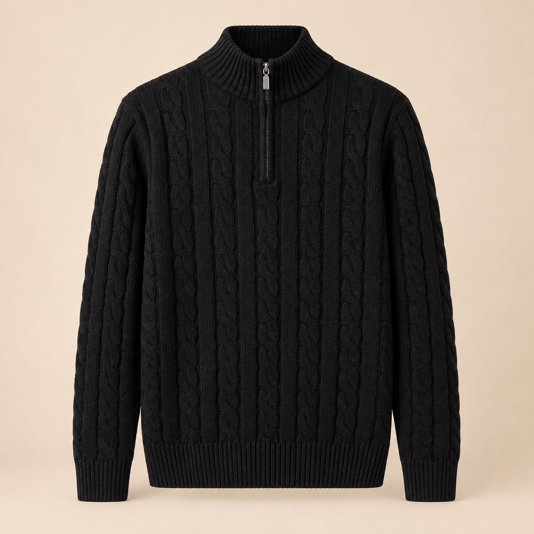 Men's Cotton-Blend Cable Knit Quarter-Zip Sweater