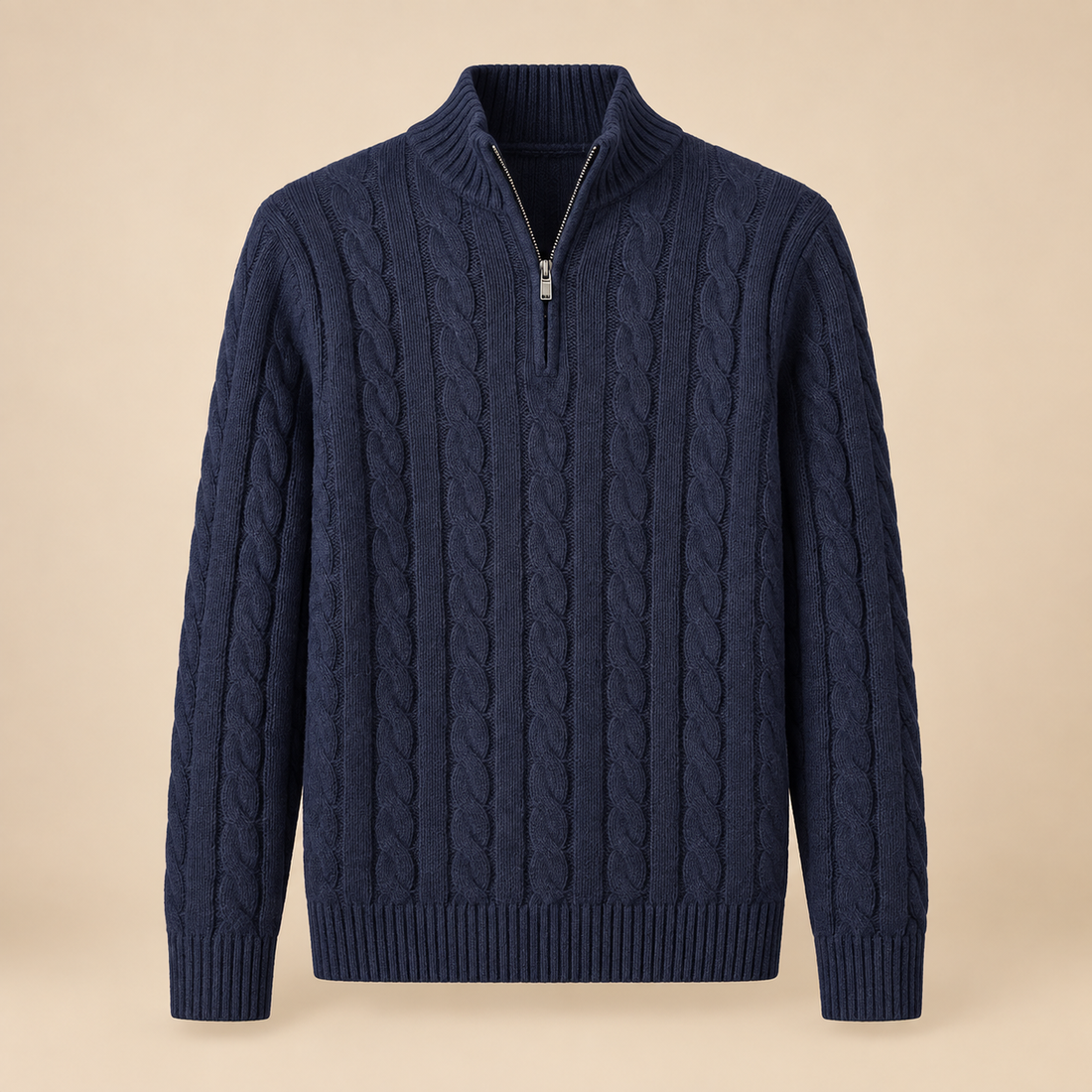 Men's Cotton-Blend Cable Knit Quarter-Zip Sweater