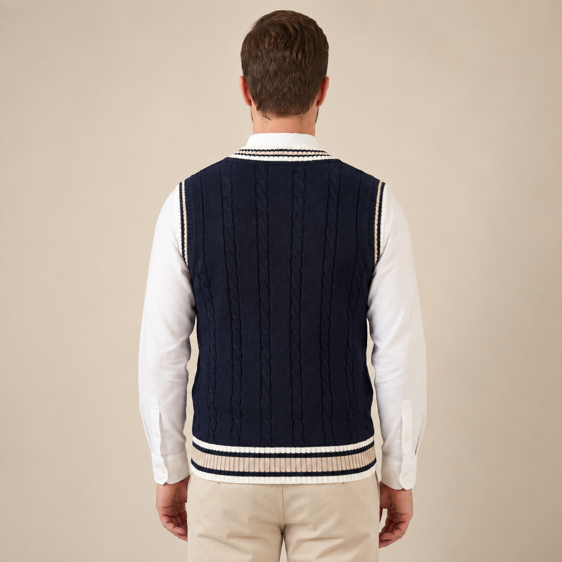 Men's Cable Knit V-Neck Sweater Vest