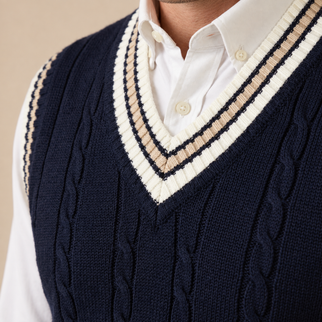 Men's Cable Knit V-Neck Sweater Vest