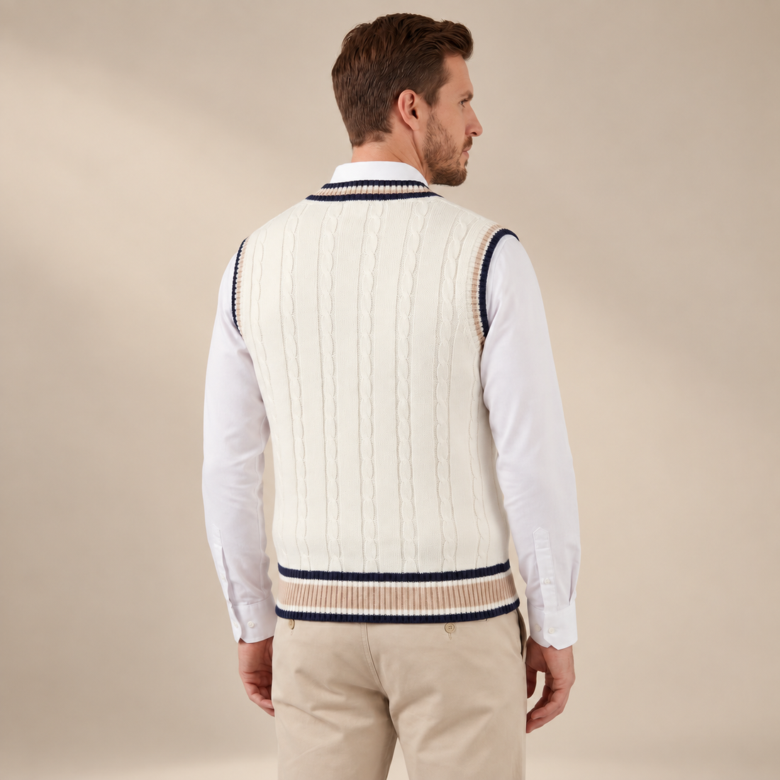 Men's Cable Knit V-Neck Sweater Vest