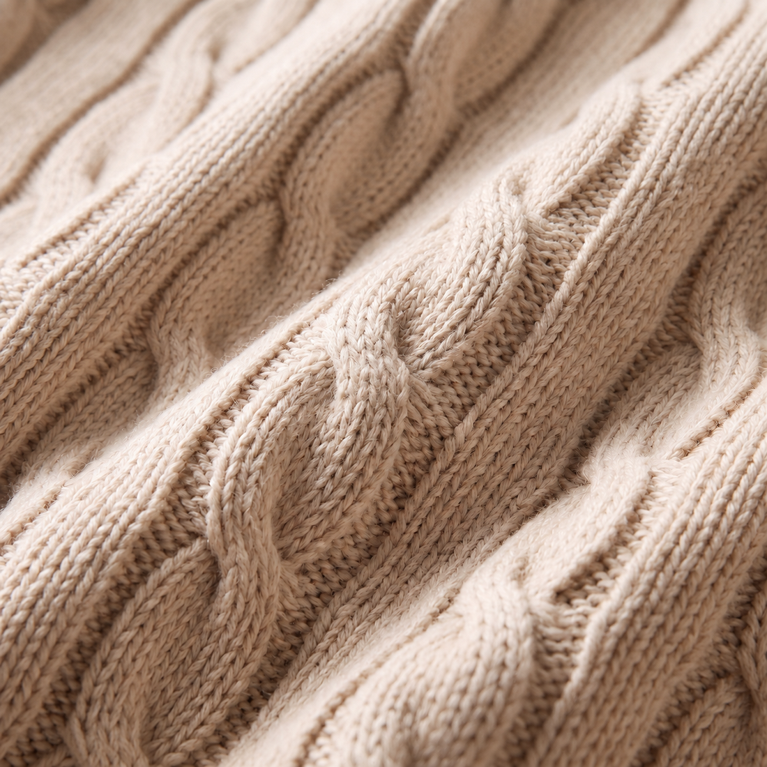 Men's Cable Knit Wool Crew Neck Sweater