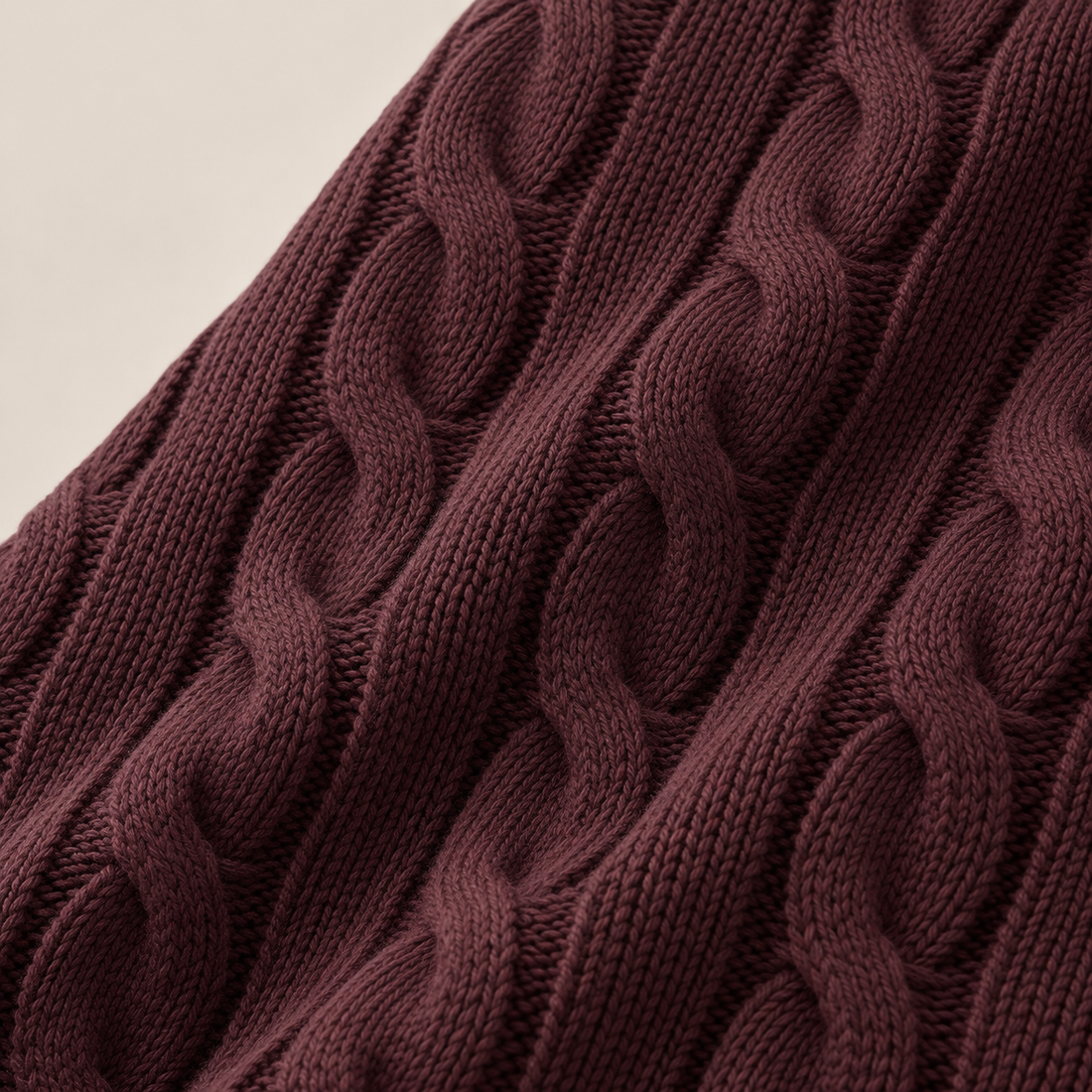 Men's Cable Knit Wool Crew Neck Sweater