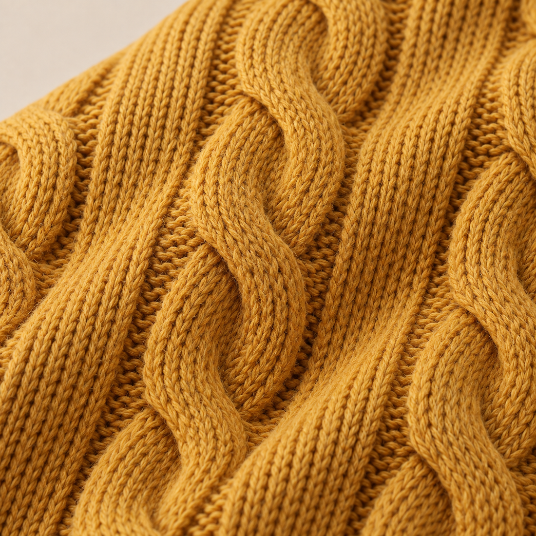 Men's Cable Knit Wool Crew Neck Sweater