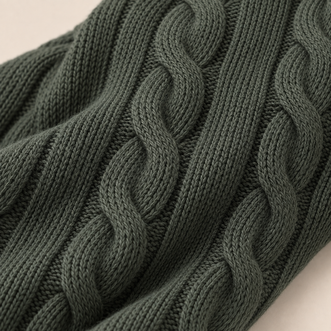 Men's Cable Knit Wool Crew Neck Sweater