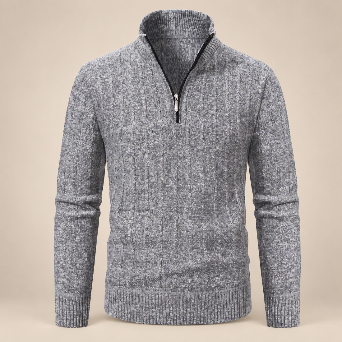 Men's Cable Knit Quarter-Zip Sweater