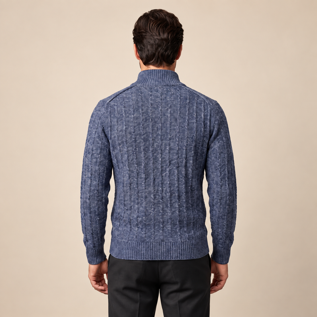 Men's Cable Knit Quarter-Zip Sweater