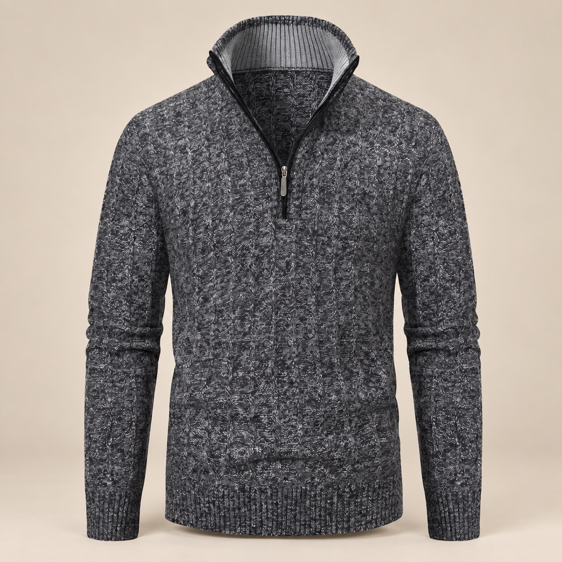 Men's Cable Knit Quarter-Zip Sweater