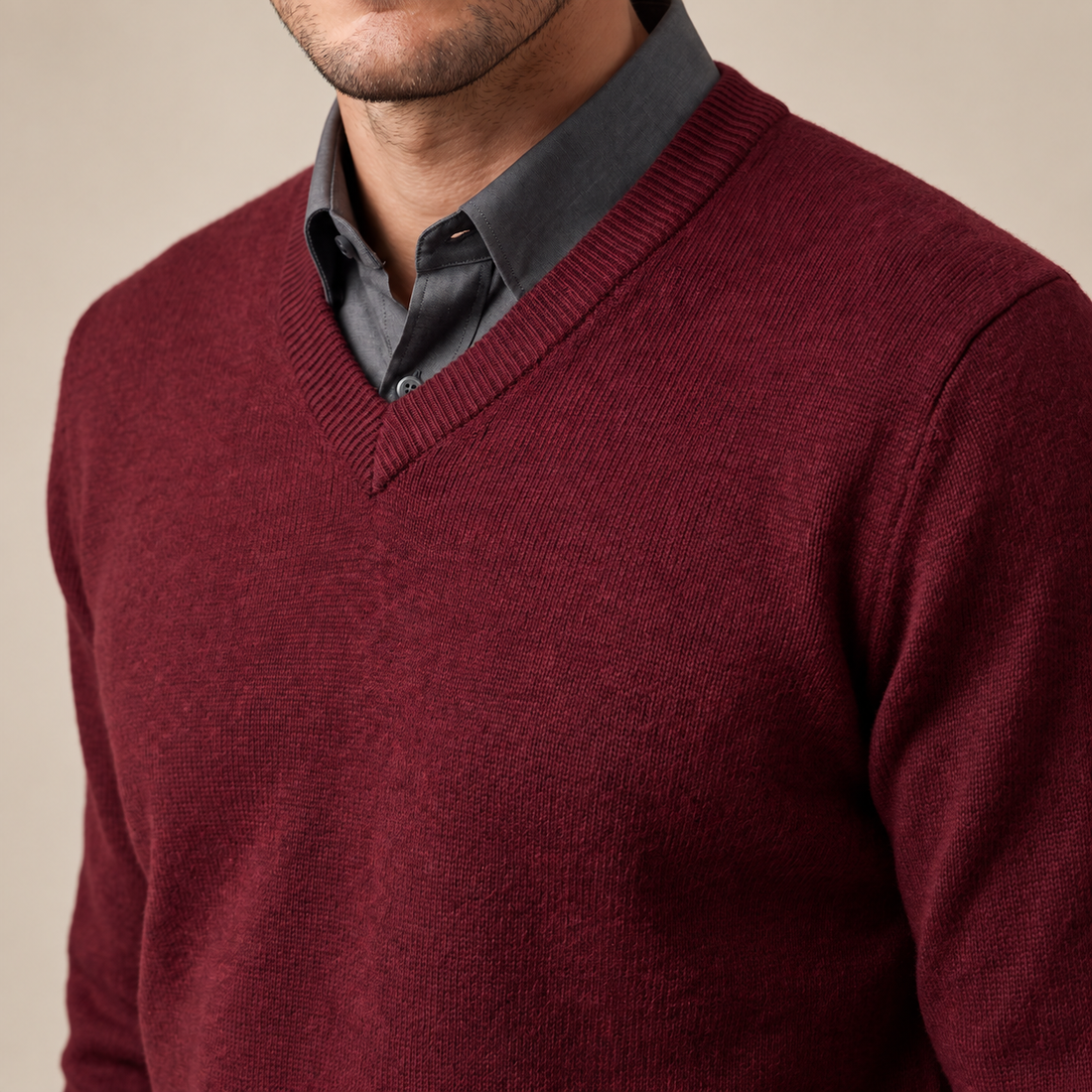 Men's Casual V-Neck Knit Sweater