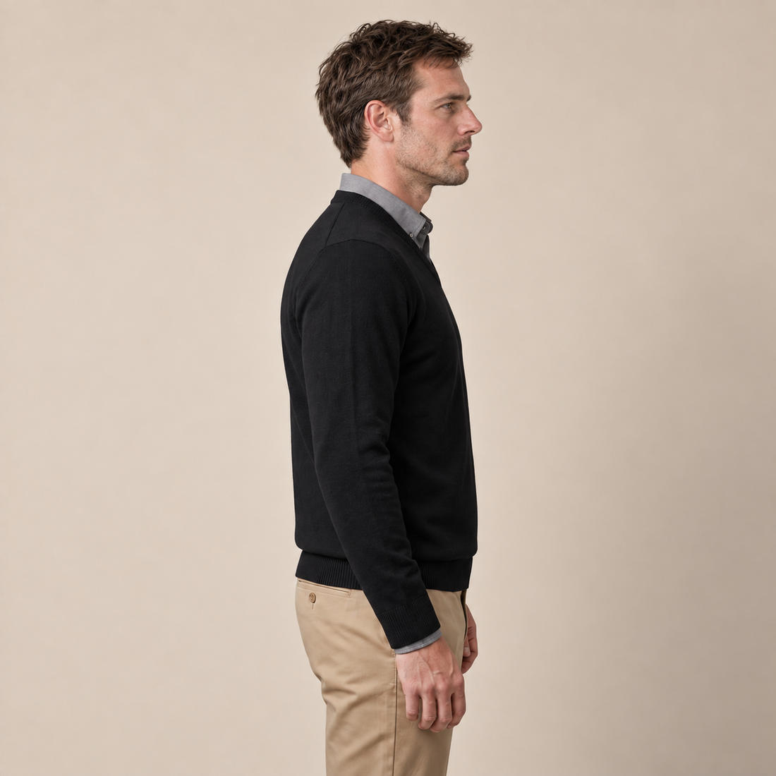 Men's Casual V-Neck Knit Sweater