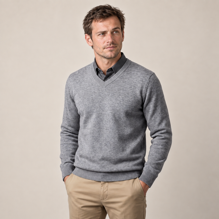 Men's Casual V-Neck Knit Sweater