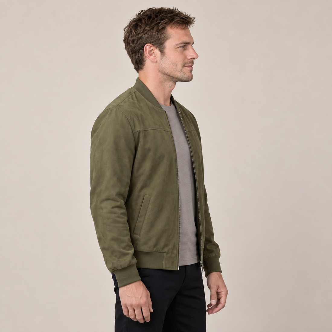Men's Casual Velvet Bomber Jacket