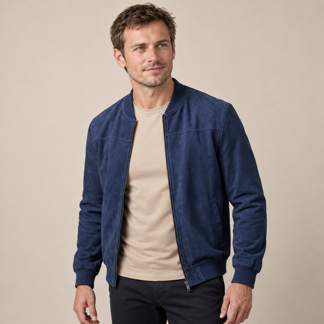 Men's Casual Velvet Bomber Jacket