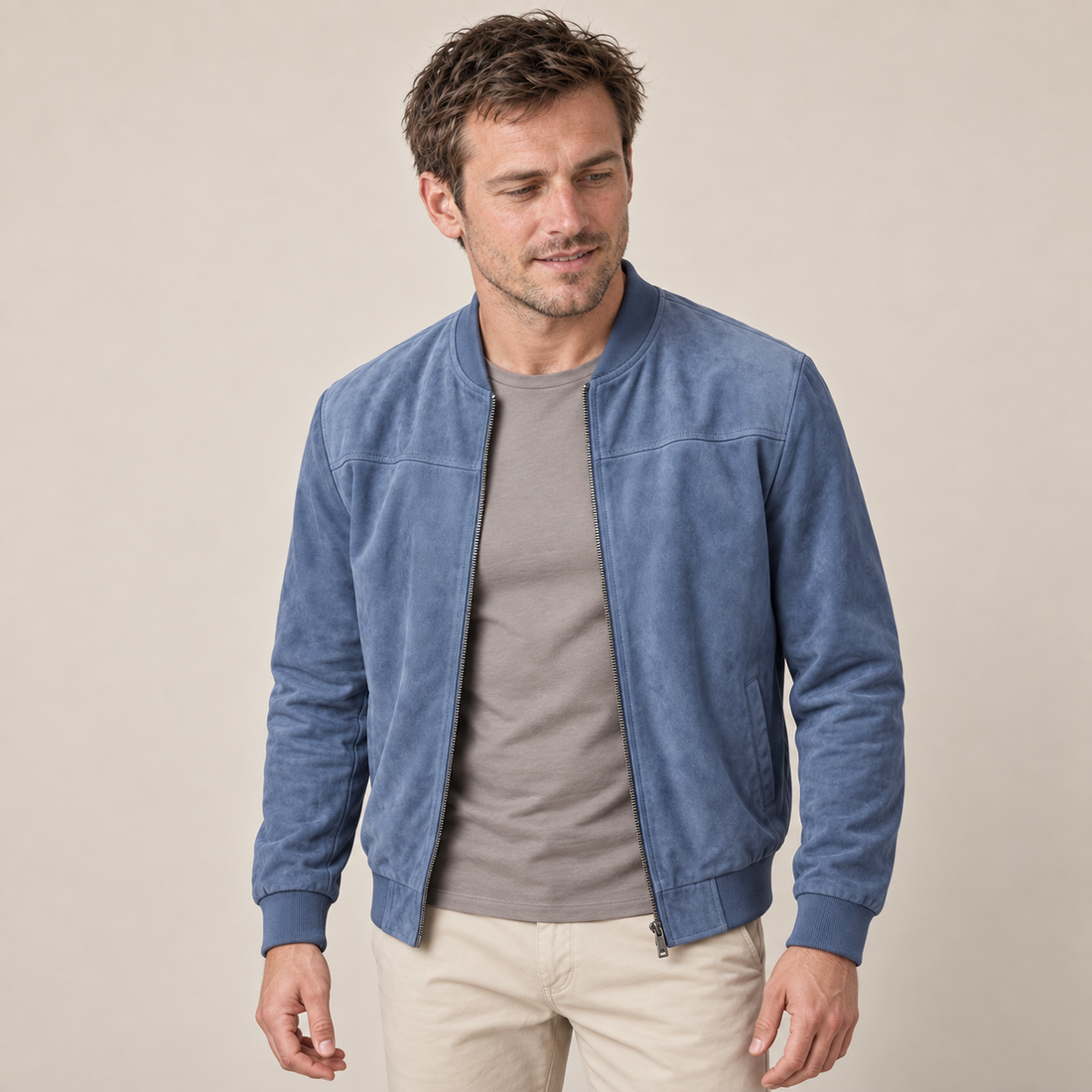 Men's Casual Velvet Bomber Jacket