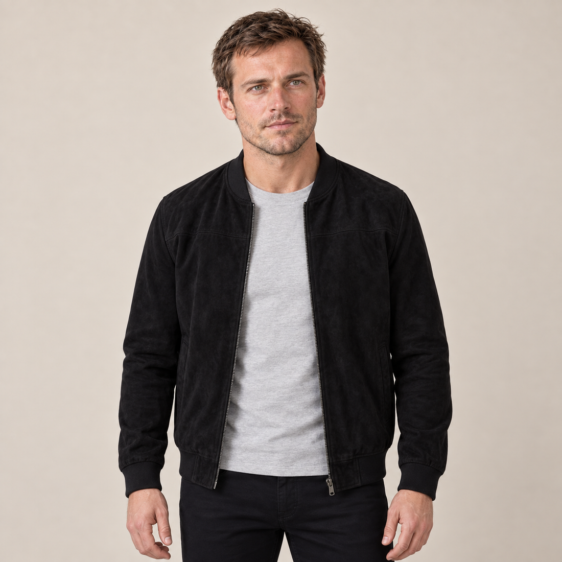 Men's Casual Velvet Bomber Jacket
