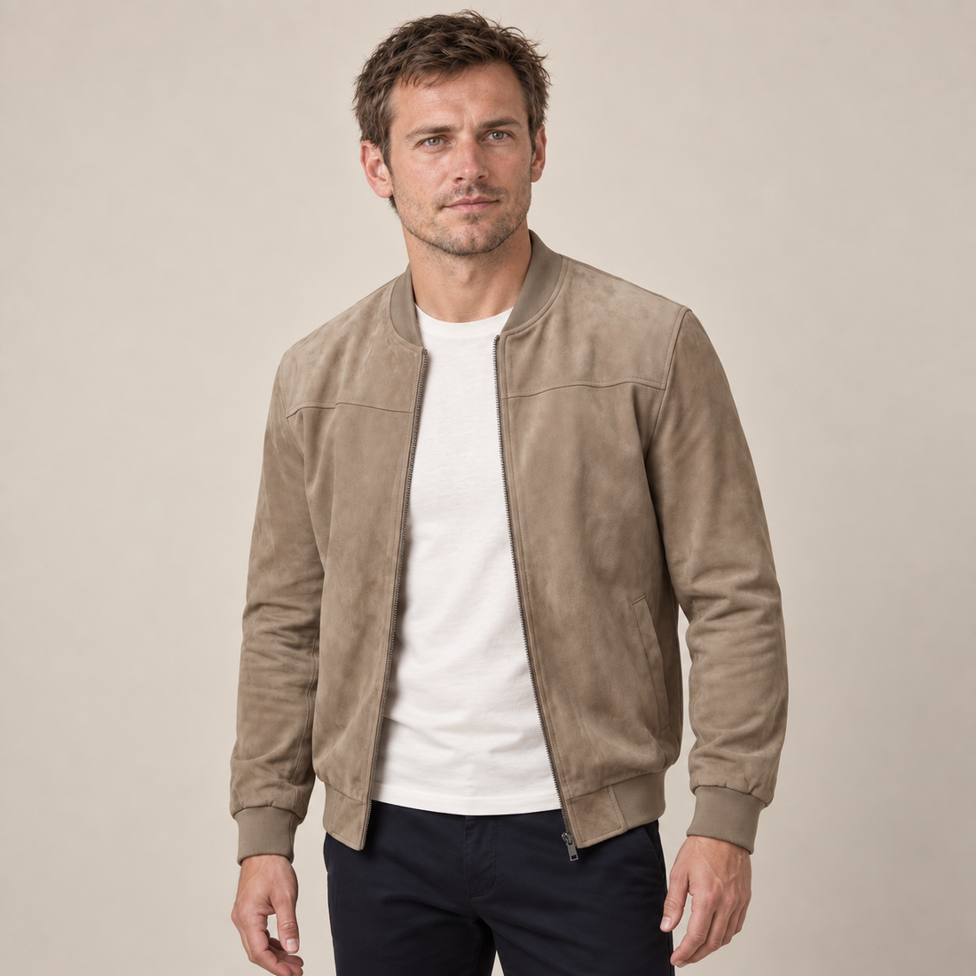 Men's Casual Velvet Bomber Jacket