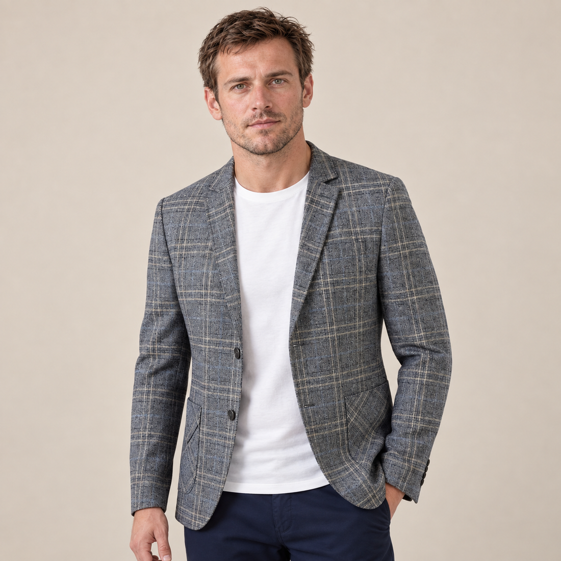 Men's Checked Blazer Jacket