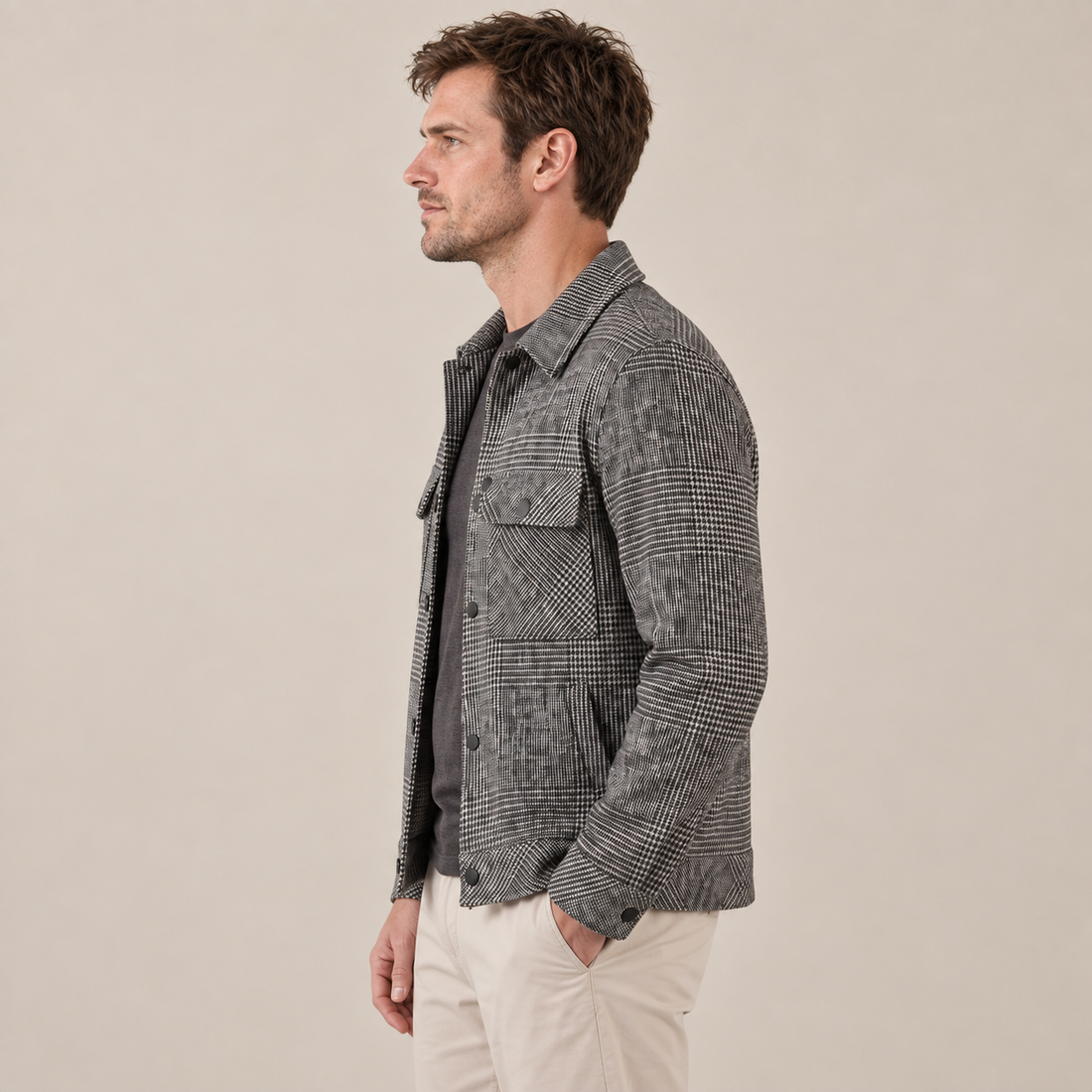 Men's Checked Spring Overcoat