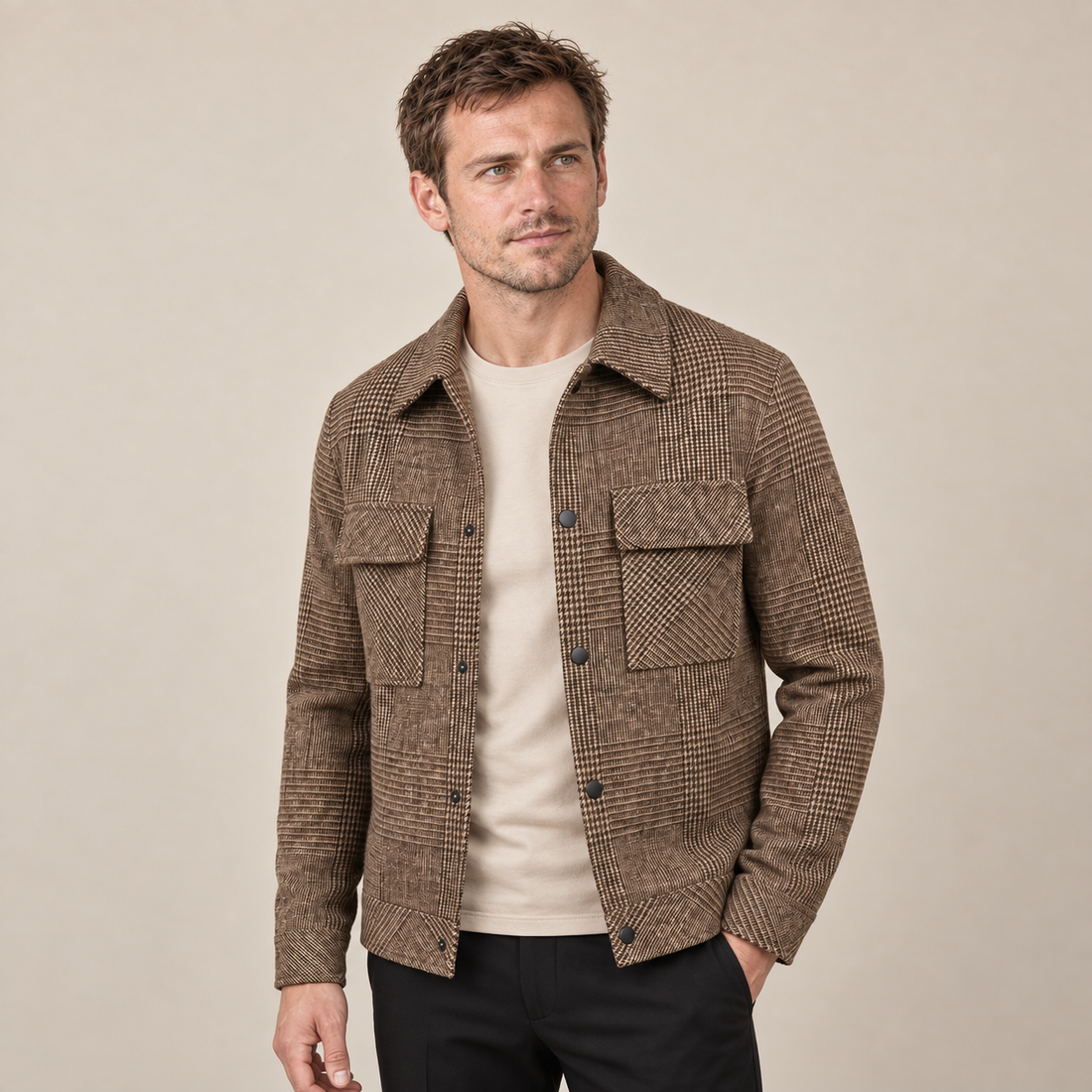 Men's Checked Spring Overcoat