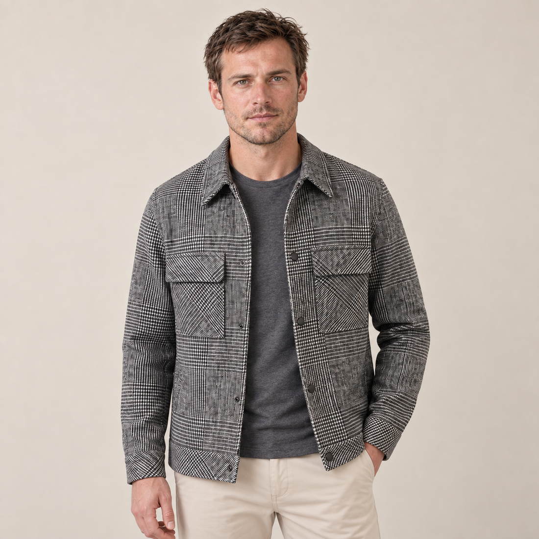 Men's Checked Spring Overcoat