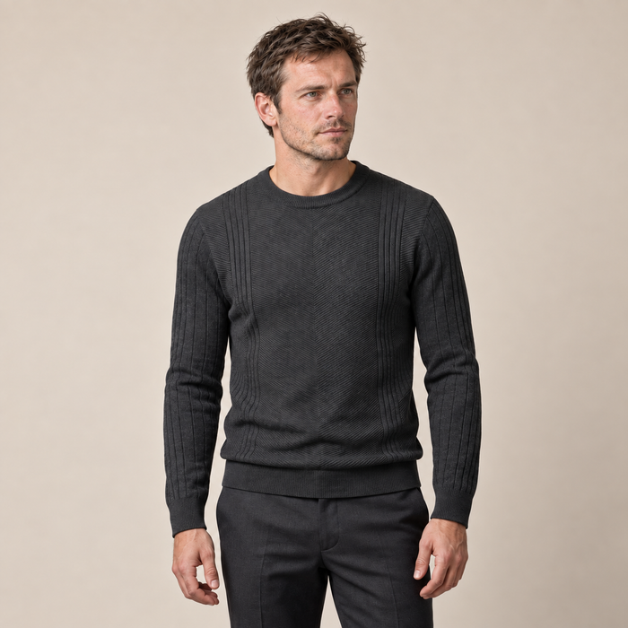 Men's Chevron Ribbed Crew Neck Sweater