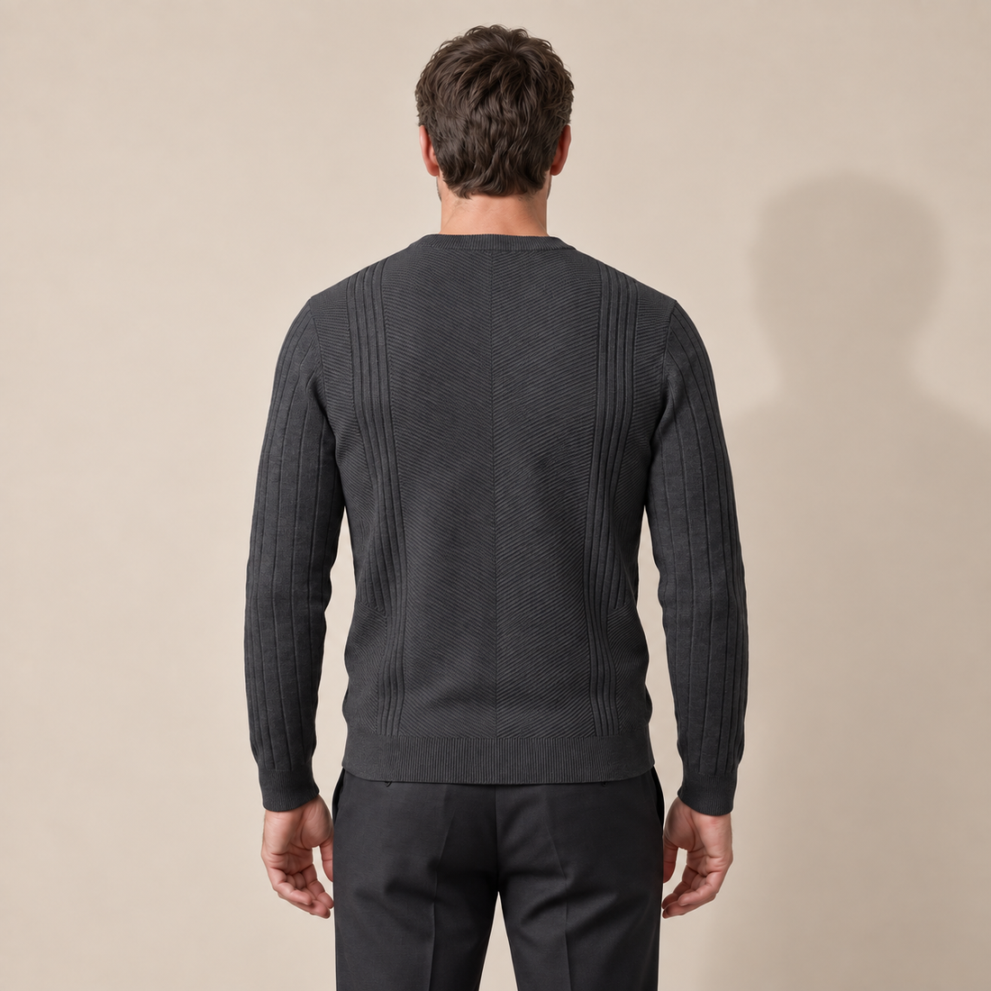 Men's Chevron Ribbed Crew Neck Sweater