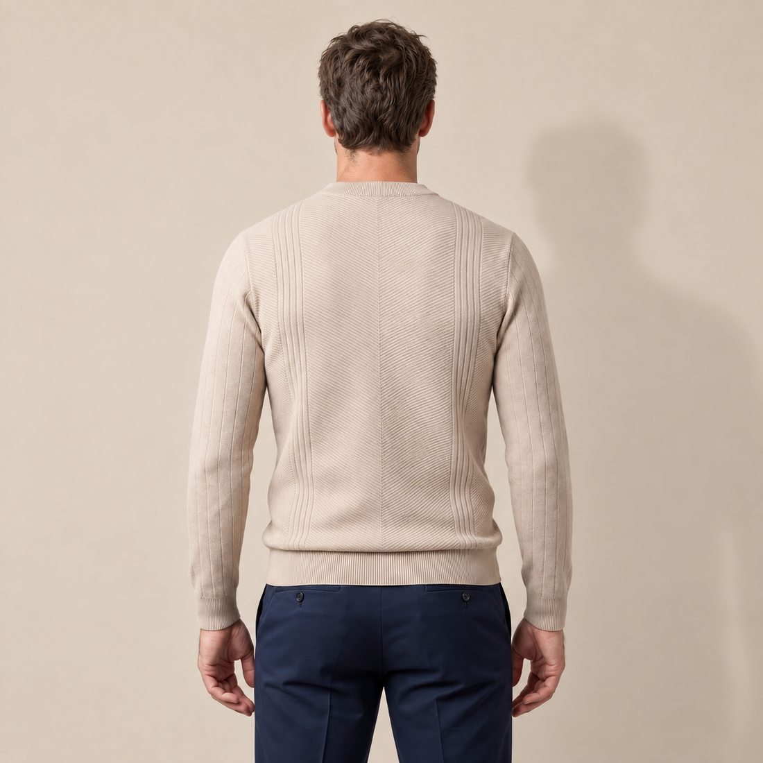 Men's Chevron Ribbed Crew Neck Sweater