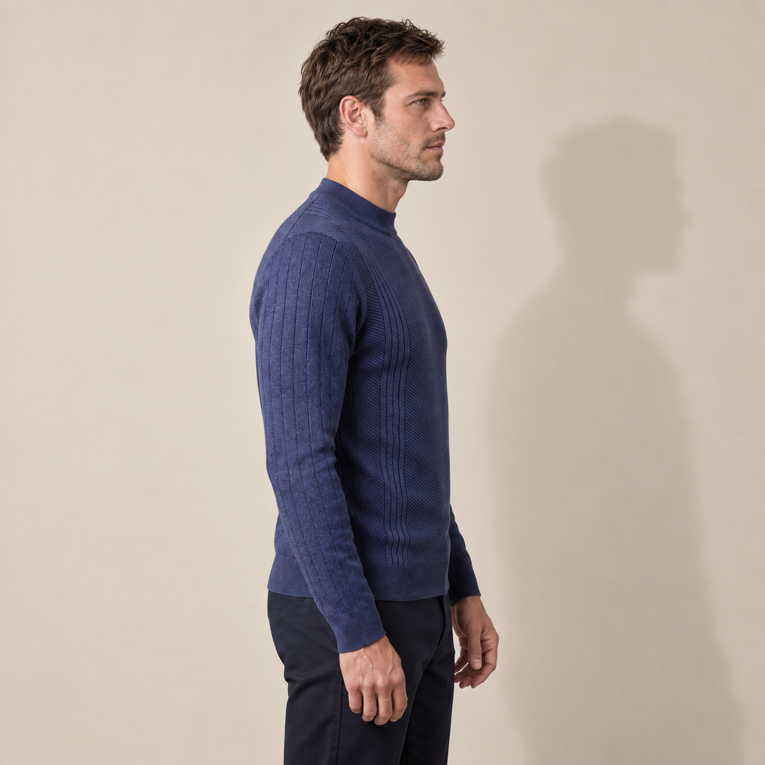 Men's Chevron Ribbed Crew Neck Sweater