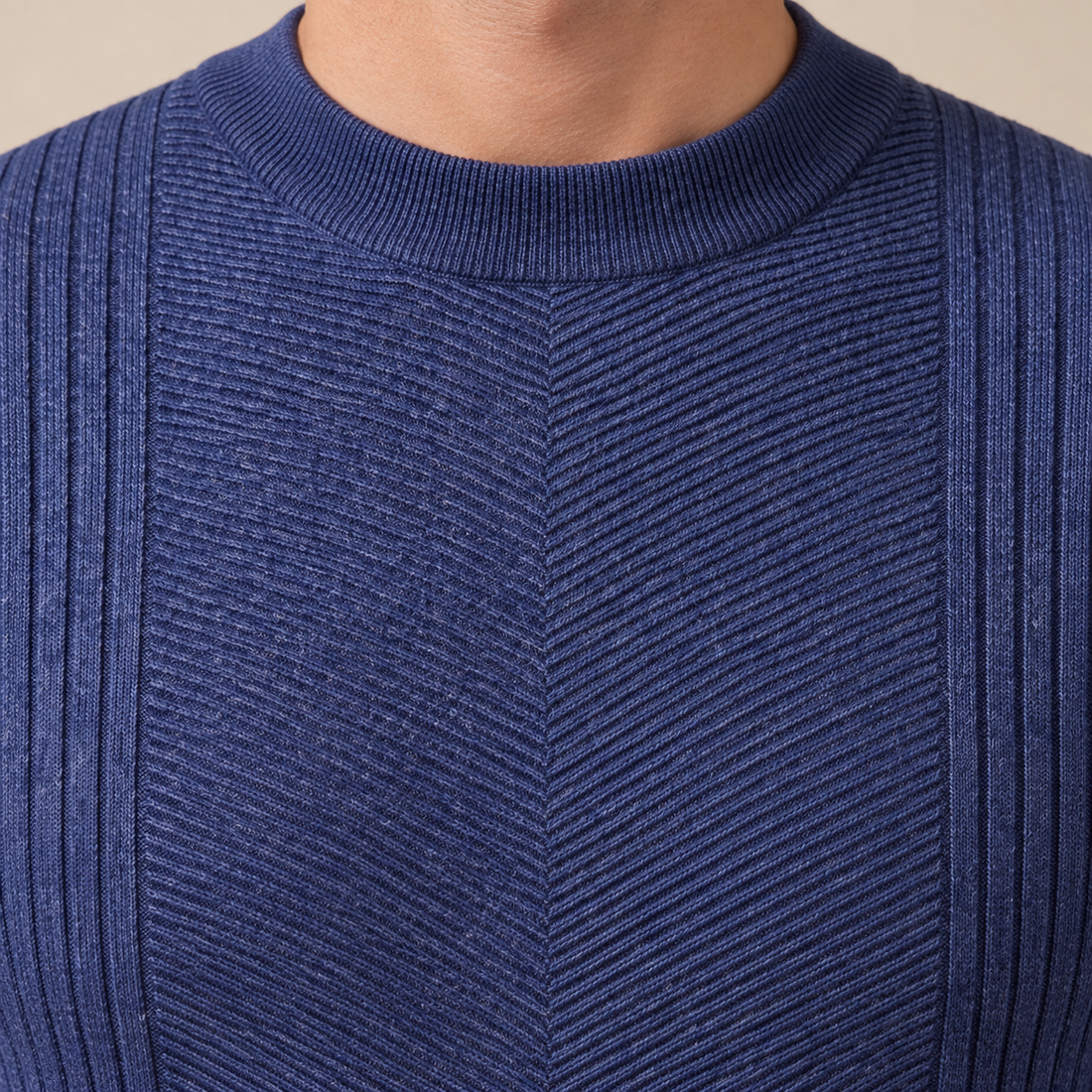 Men's Chevron Ribbed Crew Neck Sweater