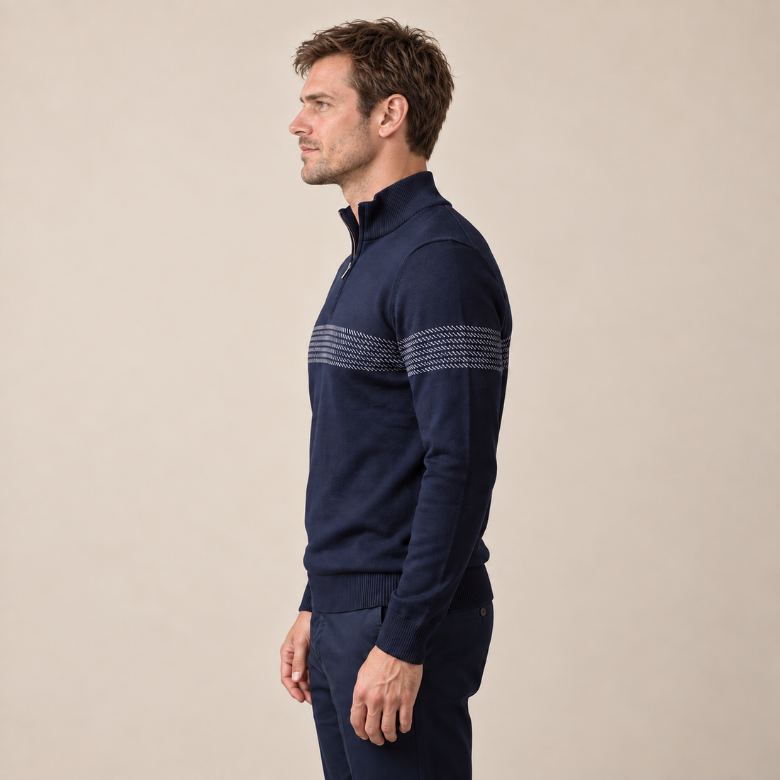 Men's Chevron Stripe Quarter-Zip Sweater