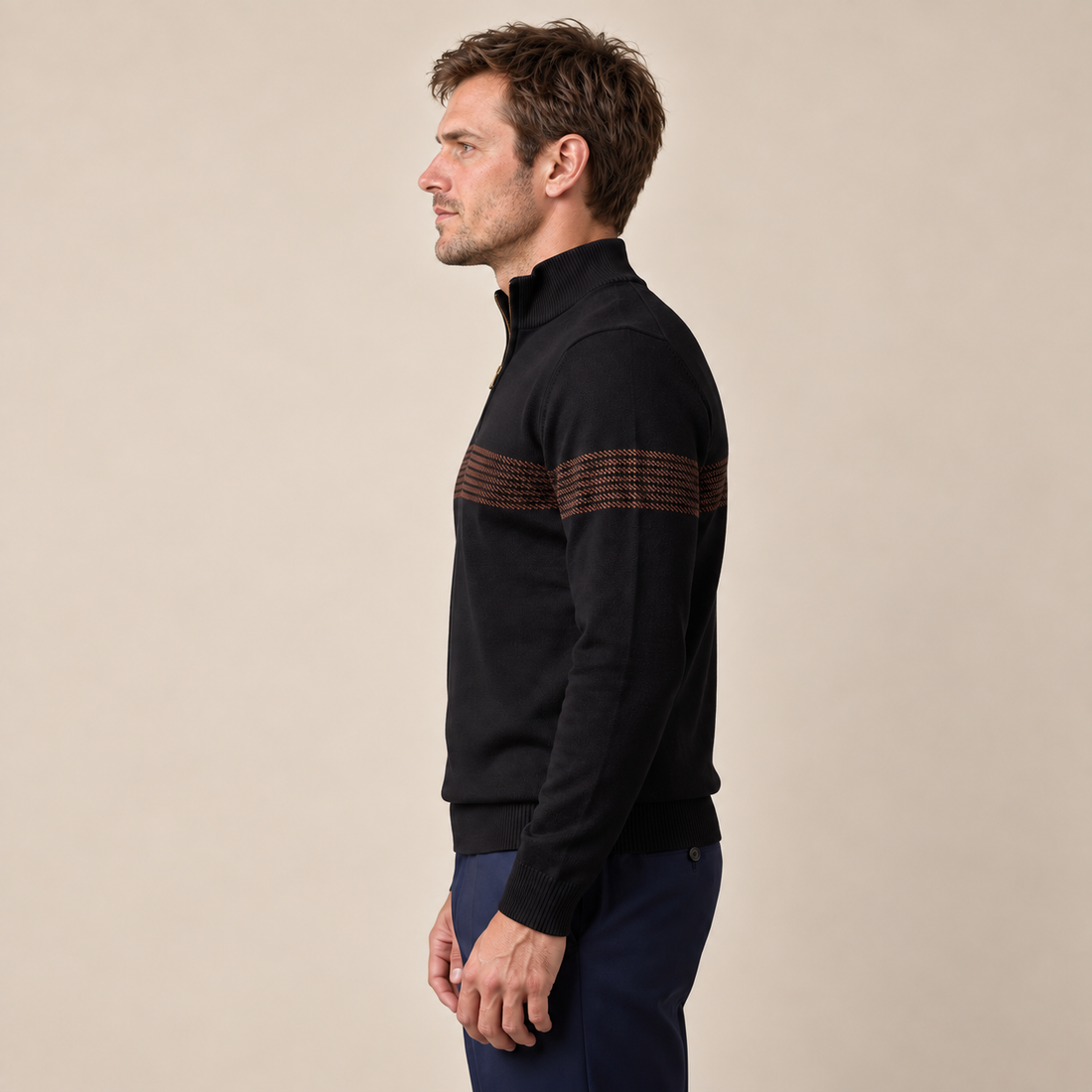 Men's Chevron Stripe Quarter-Zip Sweater