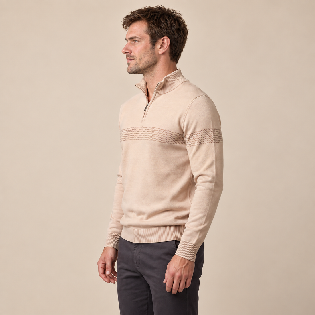 Men's Chevron Stripe Quarter-Zip Sweater