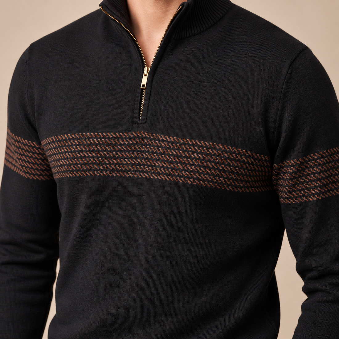 Men's Chevron Stripe Quarter-Zip Sweater
