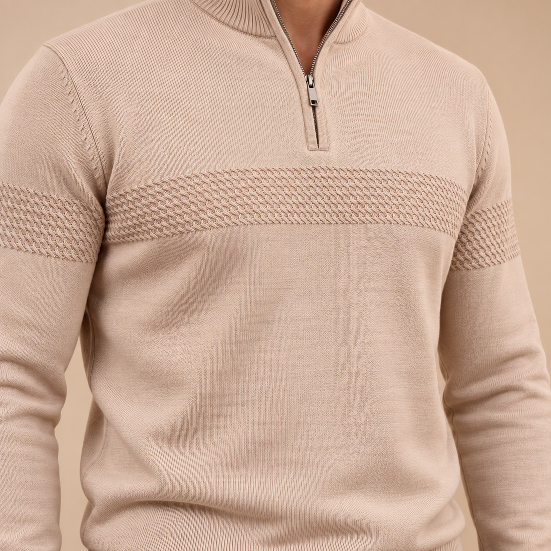 Men's Chevron Stripe Quarter-Zip Sweater