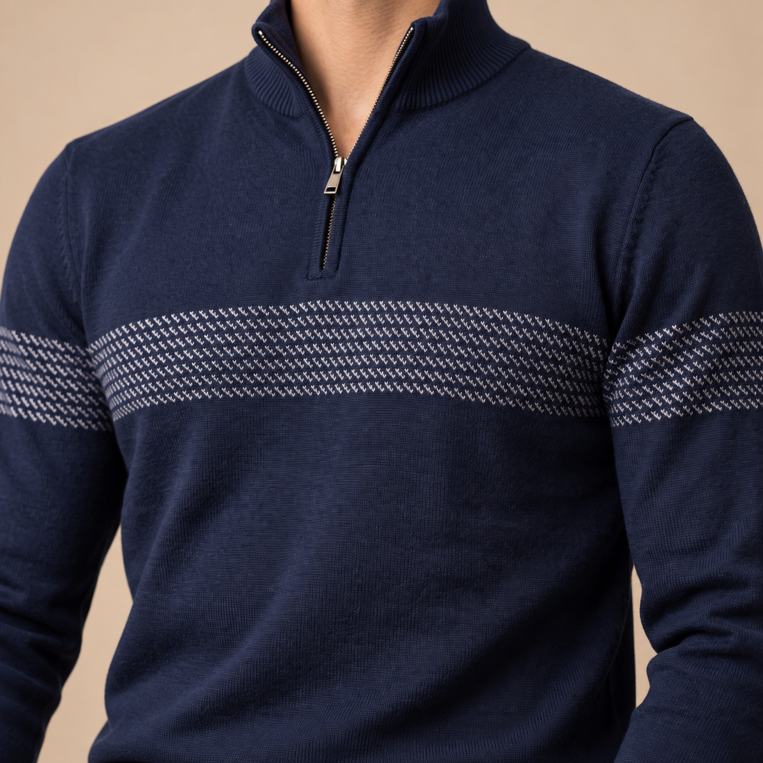 Men's Chevron Stripe Quarter-Zip Sweater